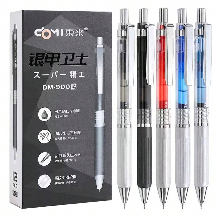 Bộ 3 bút bi gel dung lượng cực lớn - đầu bút mảnh 0.5mm, khoảng cách viết 1500m, viết trơn tru, khô nhanh, không tắc mực, thân bút mềm bán trong suốt, có thể nạp mực lại, kẹp kim loại - Lý tưởng cho sổ tay, văn phòng và trường học.