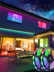 1 Stück 44-Tasten Fernbedienung LED Lichtstreifen, geeignet für Schlafzimmer, Wohnzimmer, Heimdekoration, Gaming, Party Beleuchtung, einstellbare Farbe & Modus, inklusive Fernbedienung - Schwarz - Übersicht 5