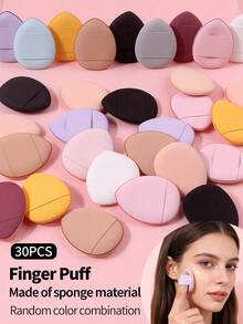 30pcs Mini Finger Air Cushion Makeup Sponges, Random Color Assorted Makeup Blenders, Foundation & Concealer Applicator, Travel Makeup Tool - Multicolor - View 4