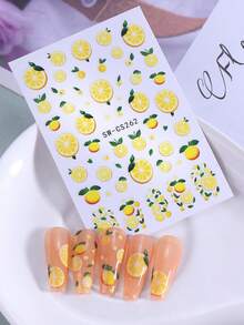 3pcs Summer & Spring Fruit Strawberry, Blueberry, Lemon 3D Nail Art Stickers, Suitable For Women & Girls DIY Nail Decoration - Multicolor - View 10