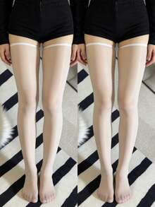 2 Pairs Of Women's Summer Thin Horse Oil Over The Knee Socks, Shiny High Elasticity Anti-Snagging Stockings - Multicolor - View 10