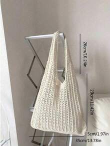 Summer Vacation Beach Bag, Large Capacity Tote Bag, Elegant Women's Fashion Shoulder Bag, Travel Bag, Travel Essentials, Bridesmaid Gift Bag, College Student Lunch Bag, Business Women , Valentines Gifts , Beach - White - View 8