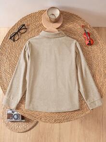 Áo khoác dài tay bằng vải nhung kẻ cho bé trai, màu mơ. - Màu be - Xem 2