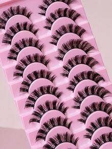 10 Cặp lông mi giả lông chồn Nga mềm mại, lông mi giả dày 6D, lông mi giả lông chồn Nga ấn tượng, lông mi giả dài mềm mại tạo hiệu ứng nâng mi và trang điểm khóe mắt. - màu đen - Xem 7