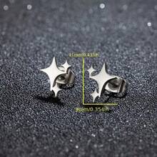 2 piezas Pendientes de estrella con tachuelas de acero inoxidable de estilo punk, regalo versátil de moda unisex - pendientes - Ver 5