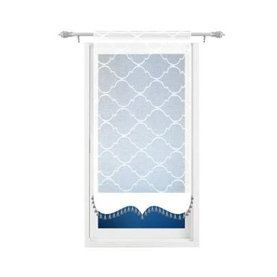 Cortina de filtro estilo europeo de 1 panel con borlas grises, adecuada para cocina, ventanas pequeñas y cafeterías, 60 * 130 cm