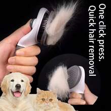 1pc Dog Brush, Cat Brush, Flea Comb, Self-Cleaning Brush, Pet Grooming Brush, Pet Massage Brush, Deshedding Brush, Detangling Brush, Automatic Deshedding Brush, Pet Cleaning Tools, Hair Collection Label, Dog Brush, Cat Brush, Pet Hair Collection Brush, Animal Accessories, Pet Supplies - View 2