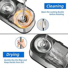 Spin Mop And Bucket With Wringer Set For Home, 360 Mop And Bucket With Separate Clean And Dirty Water, Wet Dust Mop For Floor Cleaning With Extra Refills (Silver With 6 Pads) - Silver With 6 Pads - View 2