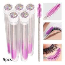 ATOMUS 5pcs Purple Colorful Starry Rose Red Eye Colorful Crystal Stem Portable Test Tube Eyelash Brush - Multicolor - View 8
