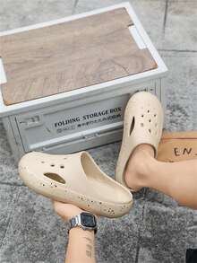 2026新款夏季男女通用镂空拖鞋，软底休闲闭趾沙滩拖鞋 - 米色 - 查看 4