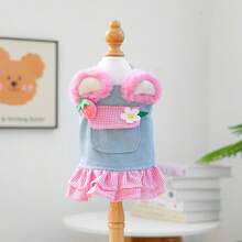 1 pieza Vestido para mascotas, diseño lindo de flor de fresa para vestido de perro/gato - Rosa - Ver 12