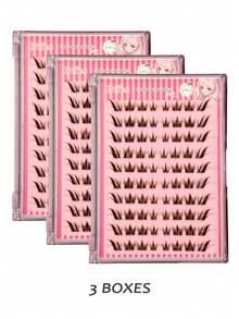 Asiteo 80/160/240 Pcs C-Curl Brown Natural Looking, Doe-Eye And Foxy-Eye Design Soft Eyelashes, Eye End Elongated, Self Adhesive Lashes For Beginners, Cute Cartoon Pet Eyelashes Four-Part Segmented False Eyelashes - C - View 9