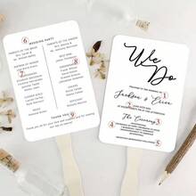 1/10/30pcs Customized Wedding Paper Fans, Personalized Printed Ceremony Fans With Wooden Sticks (Ribbon Not Included), Minimalist Boho Style, White/Black Fans - Multicolor - View 34