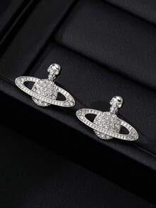 1 par de pendientes de botón con cristales de alta gama con diseño de ojo y planeta, de moda y personalizados para Halloween, versátiles para uso diario y para ir al trabajo - Multicolor - Ver 12