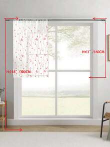 1 tấm rèm voan thêu, họa tiết hoa, thiết kế có khe luồn thanh treo, chống tia UV, thoáng khí, trong suốt, chất liệu polyester, không có lớp lót, thích hợp cho phòng khách, phòng ngủ, phòng ăn. - Hồng - Xem 16