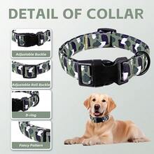 经典迷彩图案宠物项圈，可调节防勒颈，耐用涤纶材质，适合小型/中型/大型犬日常佩戴 - 混合色 - 查看 2