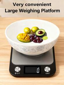 大型电子厨房秤，拥有宽大的秤面和清晰易懂的操作按钮。量程10公斤，测量精准，一键归零，单位快速转换。配备防滑硅胶垫，非常适合烘焙和烹饪。电池供电（不含电池）。 - 廚房秤 - 查看 1