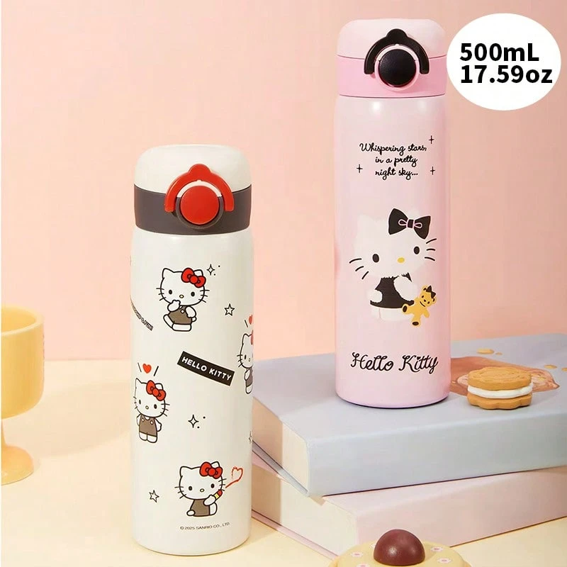 Miniso Sanrio Hello Kitty 316 Stainless Steel Thermal Cup 500ml/17.59oz,One-Touch Pop Lid,Daily Water Cup,Ideal Birthday Gift (1 PC) - Multicolor - View 1