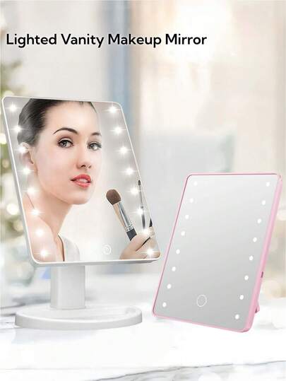 LED Makeup Mirror, Lighted Vanity Mirror With 3 Lighting Modes, Tabletop Makeup Mirror, Dual Power Supply, LED Cosmetic Mirror, Travel Makeup Mirror, Portable Dorm & Office Desk Vanity Mirror