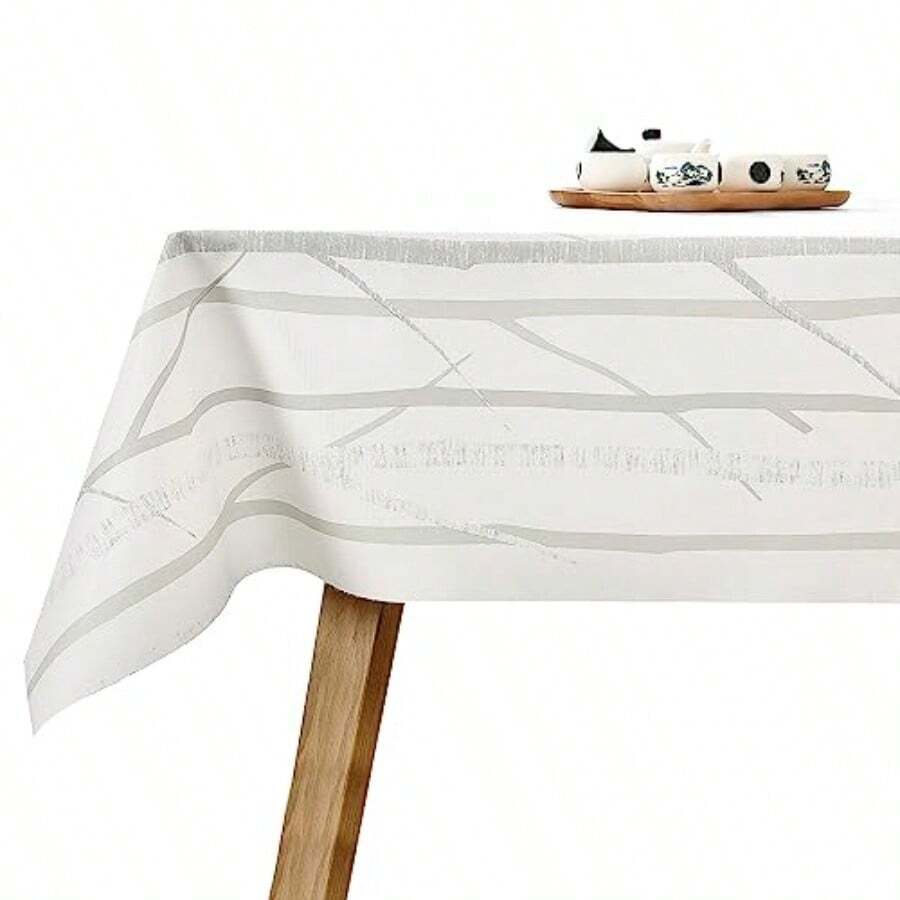 LOHASCASA Square Vinyl Oilcloth Tablecloth Waterproof Wipeable PVC Heavy Duty Plastic Party Spill Proof Tablecloths for Cardtable tablecloth - White Tree 4Ft 54 x 54 Inch - ramitas - Ver 1