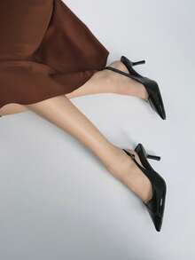 女士时尚优雅尖头高跟鞋 - 黑色 - 查看 2