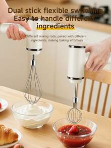 Wireless Handheld Electric Egg Beater, 5-Speed Variable Frequency Cream Mixer, Ultra-Quiet Baking Tool For Cake, Mousse, Whipped Cream - Rechargeable, Lightweight - Multicolor - View 10