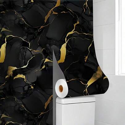 1 Roll Marble Pattern Self-Adhesive Wall Panels, Suitable For Kitchen Backsplash, Shower, Bathroom, Living Room And Flooring, Removable Wallpaper For Kitchen, Bedroom, Room Decor