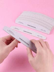 5pcs Professional Crescent-Shaped Nail Files, 180/240 Grit, Suitable For Nail Salon Nail Buffing Blocks, Nail Files, Sandpaper Boards, Manicure Supplies, Manicure Tools, Nail Art Tools, Nails, Manicure Tools, Nail Extension Tools - Light Grey - View 2