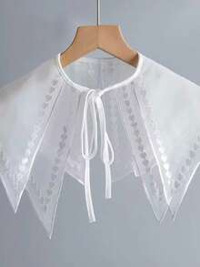 1 Pc Fake Collar Child Cloud Shoulder Mesh Lace Collar, Versatile Fake Collar Strap, Sweet Embroidered Small Shawl - White K Peach - View 5