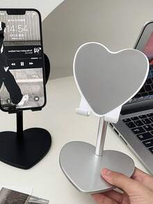 Heart-Shaped Metal Telescopic Desktop Stand - Silver - View 3