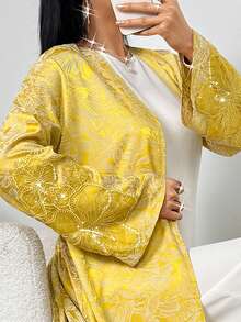 Bamglam 夏季扎染无肩带连衣裙，浪漫荷叶边下摆，度假装扮女装 - 金色 - 查看 2