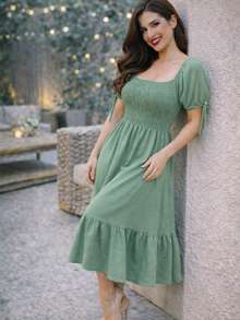 VESTIDO LARGO TIPO CAMPESINO CON MANGA MOD. ALY - Light Green - Ver 4