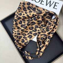 1pc Retro Satin Animal Print Neckerchief/Triangular Scarf - Multicolor - View 2