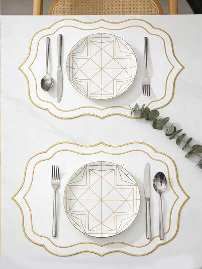 1-6pcs Premium Embroidered Placemats, Wear-Resistant Non-Slip Dining Table Mats Suitable For Daily Room Decor, Dining Table Decor, Home Decor