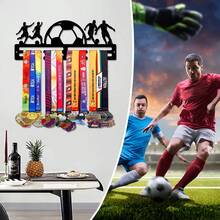 1pc Metal Medal Display Rack, Wall Decor Storage Holder For Sports Awards, Suitable For Sports Enthusiasts And Athletes, Can Be Displayed Indoors And Outdoors, Perfect Gift For Sports Fans And Champions - Black - View 3