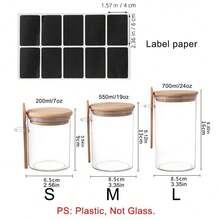 Set Of Clear Airtight Plastic Container With Wooden Spoon & Bamboo Lid, Coffee Bar Accessories Sugar Bowl Spice Jar, Aesthetic Pantry Organization - View 3