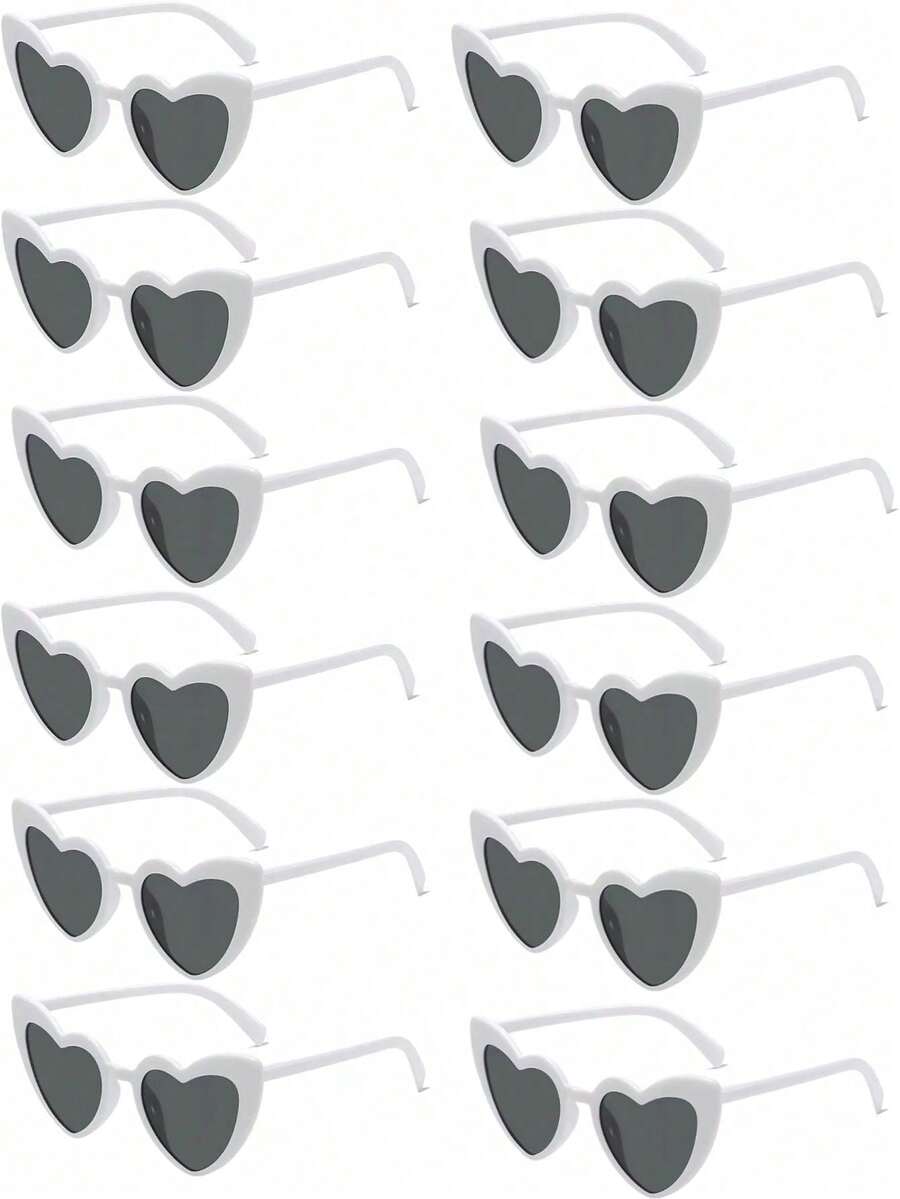 12 piezas de gafas con forma de corazón de moda, gafas decorativas con forma de corazón lindas e interesantes, adecuadas para hombres y mujeres, apropiadas para bodas, fiestas, bailes, Navidad