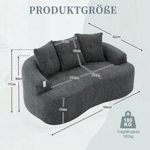 Este moderno conjunto de sofá de dos plazas presenta cojines redondos y profundos con estampado de nubes de chenilla, un diseño compacto sin muelles e incluye tres cojines decorativos. Ideal para apartamentos pequeños. - Gris - Ver 2
