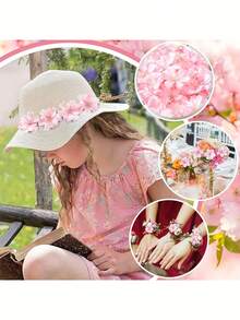 100朵迷你仿真雏菊花头，丝绸质感，适用于家居装饰、婚礼装饰、手工DIY、礼品、生日、毕业典礼、樱花装饰；100朵手工制作的粉色仿真丝花头，适用于工艺品、家居装饰、节日、生日、婚礼装饰 - 粉色 - 查看 4