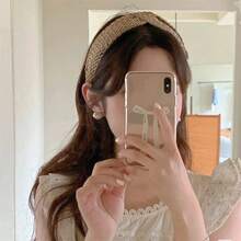 1pc Bag Hollow Out Fabric & Plastic Headband, 7cm Wide, Suitable For Daily Wear - Multicolor - View 4