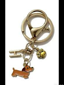 可定制腊肠犬爪印钥匙扣,狗狗爪印吊坠,包包挂饰,送给女孩的礼物 - 黃色臘腸狗+爪印龍蝦套扣 - 查看 8