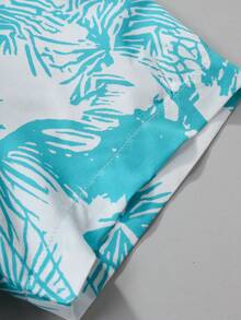 Men's Geometric Print Short Sleeve Casual Shirt, Spring/Summer - Mint Blue - View 4