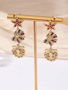1 Pair Bohemian Starfish & Seashell Earrings, Fashionable Casual Versatile Vacation Style For Women - Multicolor - View 7