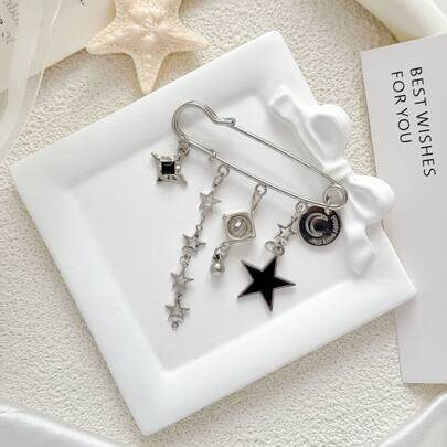 1 pieza Colgante decorativo único con diseño de estrella y luna brillante, accesorio de moda para bolso con diseño cósmico para mujer