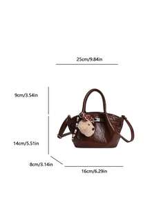 Túi xách thời trang nhỏ gọn, thanh lịch, tối giản, đa năng kèm mặt dây chuyền dành cho nữ. - Cà phê - Xem 10