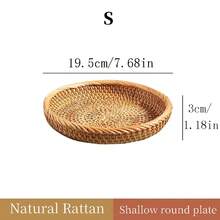 1 chiếc khay tròn viền lượn sóng bằng mây, giỏ đựng rau củ quả nhà bếp, đồ dùng đan lát thủ công. - màu nâu - Xem 17