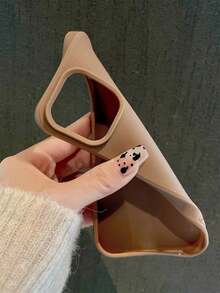 QY-QY-Candy Hole Simple Solid Color Phone Case, Matte Creative Anti-Drop Phone Cover Compatible With IPhone 11 12 13 14 15 16 Plus, 13 ProMax, XR, 16, 14 Plus, 14 ProMax, 13 Pro Mini, 17 -8192 - Brown - View 3