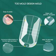 Spring/Summer Toe Dual Forms For Poly Gel, 150PCS Nail Dual Forms For Toes, 15 Sizes Clear Poly Gel Toenails Molds For DIY Pedi Toenail Extension Kit For Salon-Quality Manicures At Home - Clear - View 6