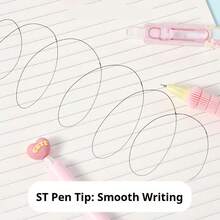 4支/套 中性色圆珠笔，卡通风格，高品质ins风流畅速干0.5mm黑色圆珠笔，学生适用，返校用品 - 卡通筆套裝 - 查看 3