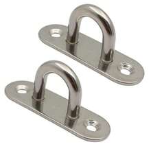 [2pcs Load-Bearing Hooks] 2pcs Load-Bearing Hooks, Rectangular Pad, Eye Plate Nail Hook, U-Shaped Design Screw, Installation Hanger Hook - Two Flat Plates - View 2